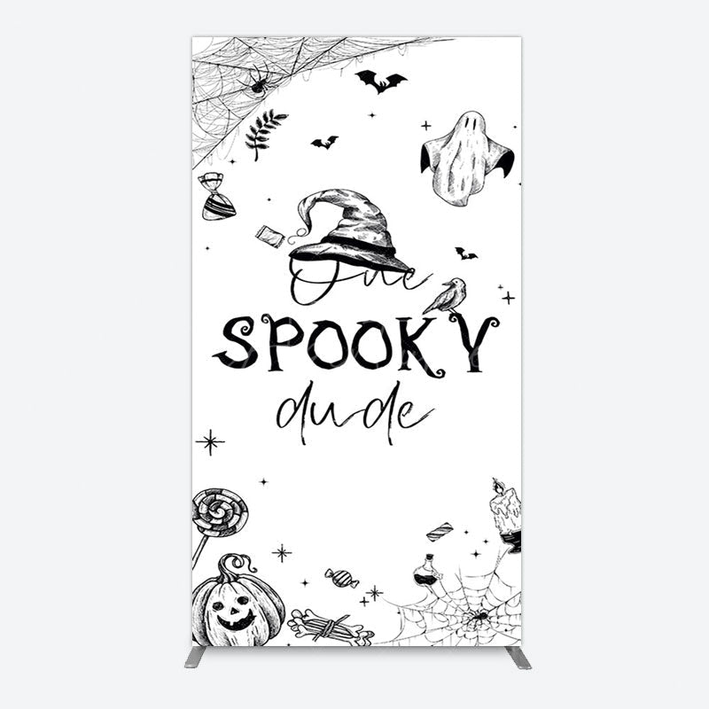 Aperturee - Aperturee Halloween One Spooky Dude Birthday Rectangle Backdrop