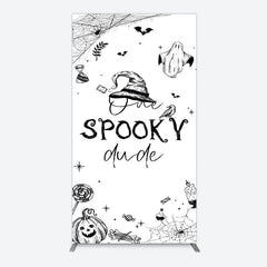 Aperturee - Aperturee Halloween One Spooky Dude Birthday Rectangle Backdrop