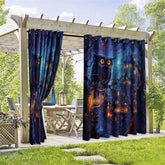 Aperturee - Aperturee Halloween Owl Waterproof Printed Outdoor Curtains