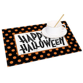 Aperturee - Aperturee Halloween Polka Dot and Jack-O’-Lantern Set of 4 Placemats for Fun and Spooky Kids Party Decorations