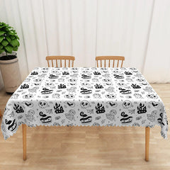 Aperturee - Aperturee Halloween Rectangle Tablecloth with Skulls and Jack o’ Lanterns for Spooky Holiday Party Decor