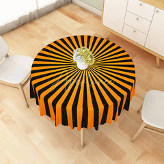 Aperturee - Aperturee Halloween Round Tablecloth with Black and Orange Stripes for Festive and Spooky Holiday Party Decor