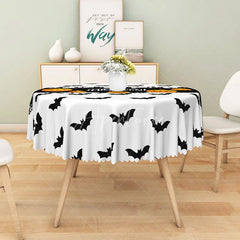 Aperturee - Aperturee Halloween Round Tablecloth with Jack-o’-Lanterns and Bats for Spooky and Festive Holiday Decor