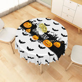 Aperturee - Aperturee Halloween Round Tablecloth with Jack-o’-Lanterns and Bats for Spooky and Festive Holiday Decor