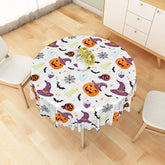 Aperturee - Aperturee Halloween Round Tablecloth with Jack-O’-Lanterns Bats and Ghosts for Spooky Kids Party Decor