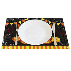 Aperturee - Aperturee Halloween Spider and Jack-O’-Lantern Set of 4 Placemats for Spooky and Fun Holiday Party Decor