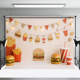 Aperturee - Aperturee Hamburger And French Fries Cute Cake Smash Backdrop