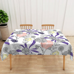 Aperturee - Aperturee Hand Drawn Floral and Plant Rectangle Tablecloth for Artistic and Botanical Farmhouse Kitchen Decor