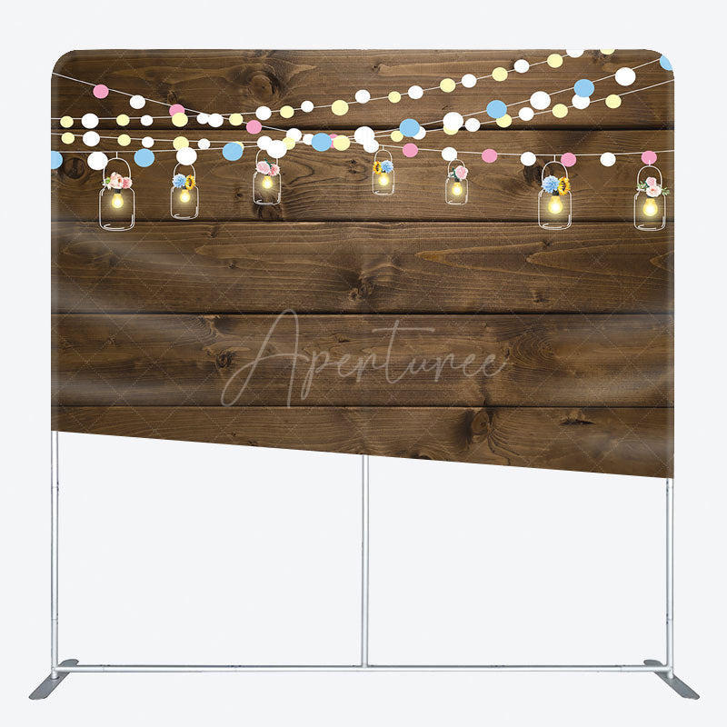 Aperturee Aperturee Hanging Lamp Vintage Wooden Tension Fabric Backdrop