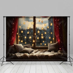 Aperturee - Aperturee Hanging Star Lights Bay Window Photography Backdrop