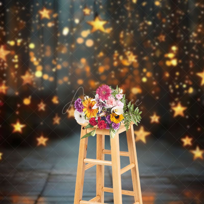 Aperturee - Aperturee Hanging Star Lights Wood Bokeh Photography Backdrop