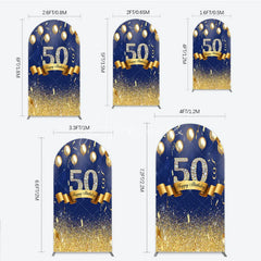 Aperturee - Aperturee Happy 50th Birthday Arch Backdrop Royal Blue and Gold Balloons Diamond Glitter Party Decor for 50th
