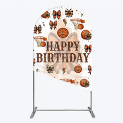 Aperturee - Aperturee Happy Birthday Arch Backdrop Basketballs or Bows Gender Reveal He or She Sports Theme Party Decor