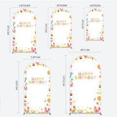 Aperturee - Aperturee Happy Birthday Arch Backdrop for Kids Cute Farm Friends with Chicken and Chicks Sunshine and Rainbow Party Prop