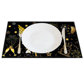 Aperturee - Aperturee Happy Birthday Balloons Black Set of 4 Placemats
