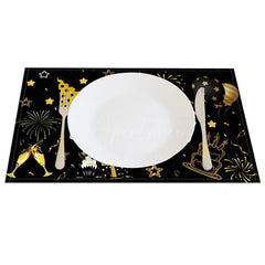 Aperturee - Aperturee Happy Birthday Balloons Black Set of 4 Placemats
