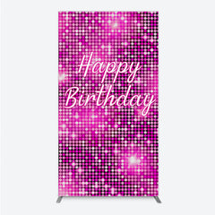Aperturee - Aperturee Happy Birthday Pink Disco Rectangle Backdrop Glam Sequin Glitter Effect Girl’s Night Out Party Photo Booth Decor