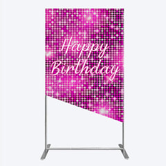 Aperturee - Aperturee Happy Birthday Pink Disco Rectangle Backdrop Glam Sequin Glitter Effect Girl’s Night Out Party Photo Booth Decor