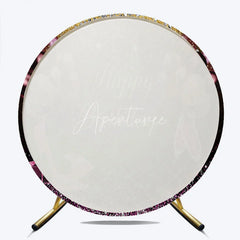 Aperturee - Aperturee Happy Birthday Round Backdrop Pink Glitter High Heels Champagne Decoration Adult Lady Party Background