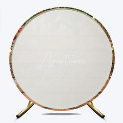 Aperturee - Aperturee Happy Birthday Round Backdrop Rustic Wood Winter Snow Pine Christmas Light