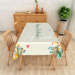 Aperturee - Aperturee Happy Birthday Spring Party Rectangular Tablecloth