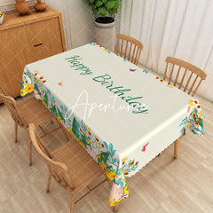 Aperturee - Aperturee Happy Birthday Spring Party Rectangular Tablecloth