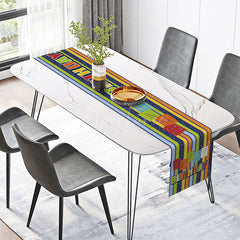 Aperturee - Aperturee Happy Birthday Table Runner with Colorful Stripes and Sparkles for Fun and Festive Party Table Decor