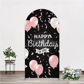 Aperturee - Aperturee Happy Birthday to You Pink and White Balloons Arch Backdrop Glitter Confetti Party Cover