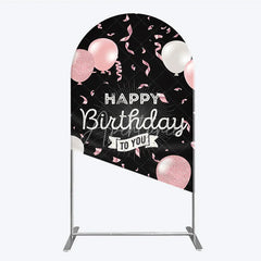 Aperturee - Aperturee Happy Birthday to You Pink and White Balloons Arch Backdrop Glitter Confetti Party Cover
