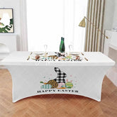 Aperturee - Aperturee Happy Easter Eggs Rabbit Carrot Flower Stretch Table Cover