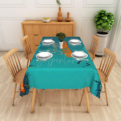 Aperturee - Aperturee Happy Halloween Rectangle Tablecloth with Jack O’ Lantern Pumpkins for Spooky Holiday Party Decor