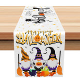 Aperturee - Aperturee Happy Halloween Table Runner with Cartoon Pumpkin and Bats for Fun and Spooky Kids Party Decor