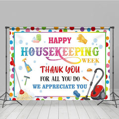 Aperturee - Aperturee Happy Housekeeping Week Thank You Banner We Appreciate You with Cleaning Supplies Colorful Appreciation Decor