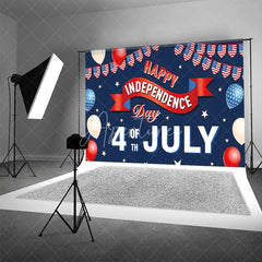 Aperturee - Aperturee Happy Independence Day 4th of July Backdrop American Flag Bunting Patriotic Holiday Party Decoration