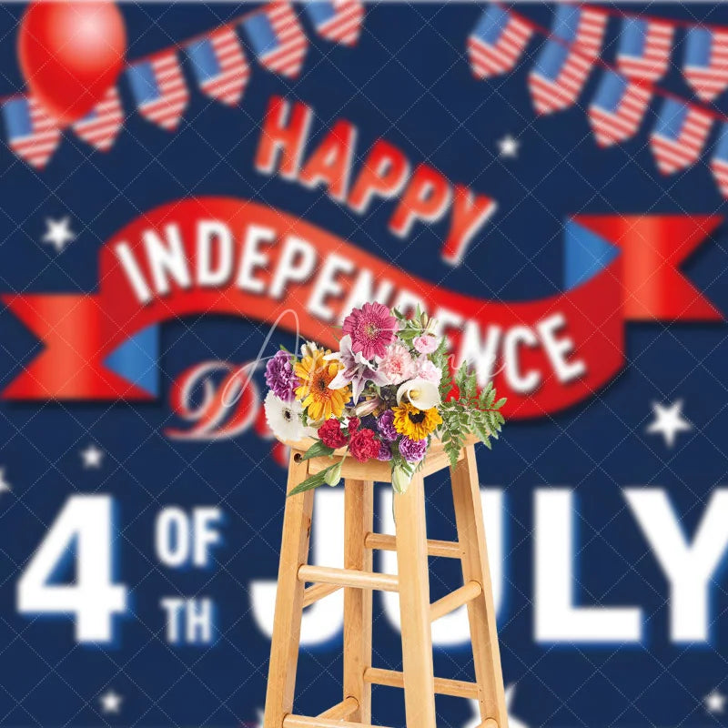 Aperturee - Aperturee Happy Independence Day 4th of July Backdrop American Flag Bunting Patriotic Holiday Party Decoration