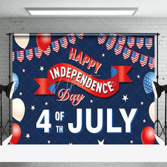 Aperturee - Aperturee Happy Independence Day 4th of July Backdrop American Flag Bunting Patriotic Holiday Party Decoration