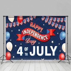 Aperturee - Aperturee Happy Independence Day 4th of July Backdrop American Flag Bunting Patriotic Holiday Party Decoration