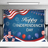 Aperturee - Aperturee Happy Independence Day Backdrop American Flag and Fireworks Photography Background 4th of July Party Decor