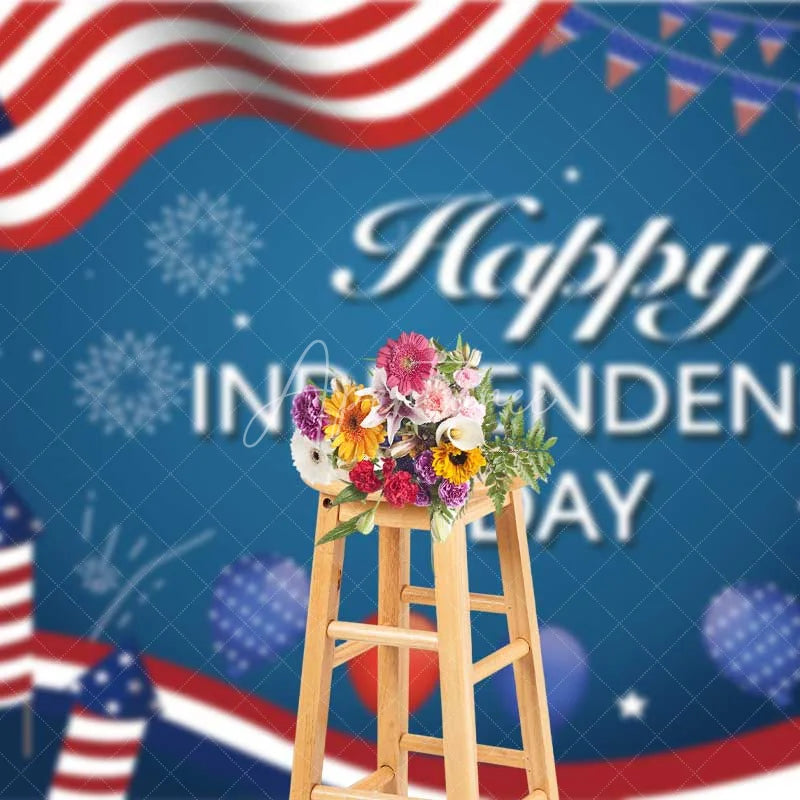 Aperturee - Aperturee Happy Independence Day Backdrop American Flag and Fireworks Photography Background 4th of July Party Decor