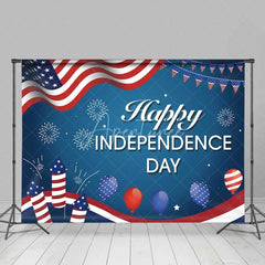 Aperturee - Aperturee Happy Independence Day Backdrop American Flag and Fireworks Photography Background 4th of July Party Decor