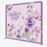 Aperturee - Aperturee Happy Mother’s Day Purple Floral Square Double-Sided Backdrop Watercolor Butterflies and Elegant Flowers