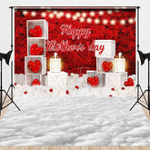Aperturee - Aperturee Happy Mother’s Day Red Roses Combo Set Backdrop Hearts String Lights White Crates Photography