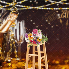 Aperturee - Aperturee Happy New Year 2026 Backdrop with Countdown Clock Champagne and Sparkler Black and Gold NYE Party Decor