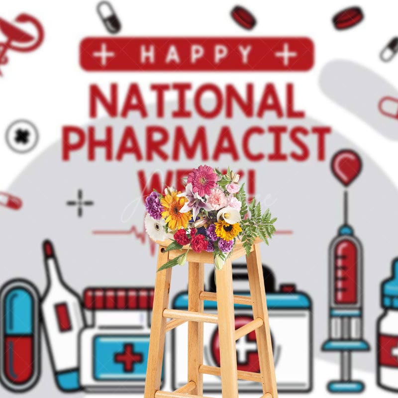 Aperturee - Aperturee Happy Pharmacy Week Appreciate All Cartoon Backdrop