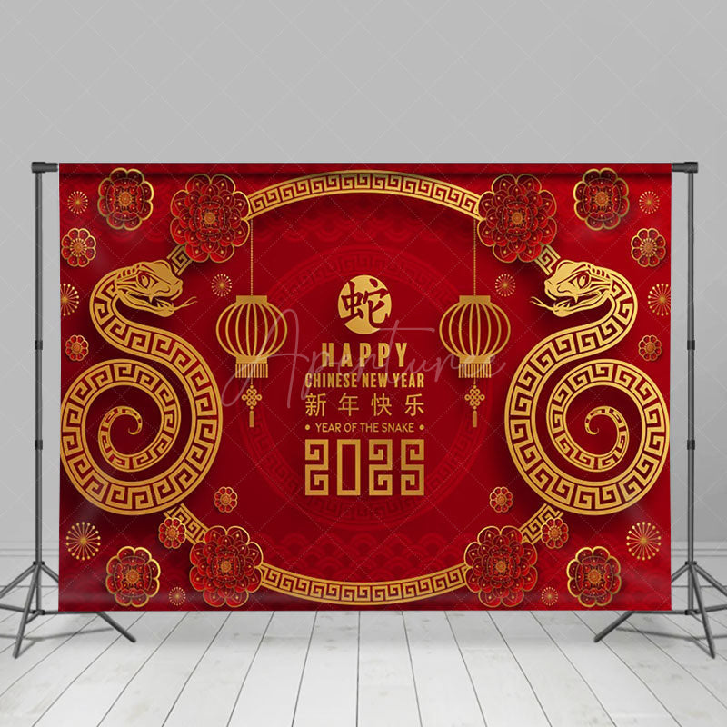 Aperturee - Aperturee Happy Red Zodiac Snake Chinese New Year Backdrop