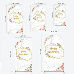 Aperturee - Aperturee Happy Retirement Arch Backdrop with Pink Floral and Gold Frame Elegant Marble Party Photo Booth Decor for Women