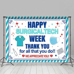 Aperturee - Aperturee Happy Surgical Tech Week Appreciate Blue Backdrop