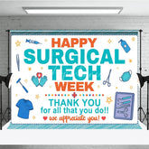 Aperturee - Aperturee Happy Surgical Tech Week Holiday Backdrop Thank You Healthcare Appreciation Decor with Medical Tools