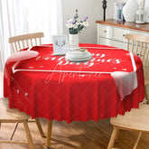 Aperturee - Aperturee Happy Valentines Day Round Tablecloth Red White Text Love Theme Table Cover for Party