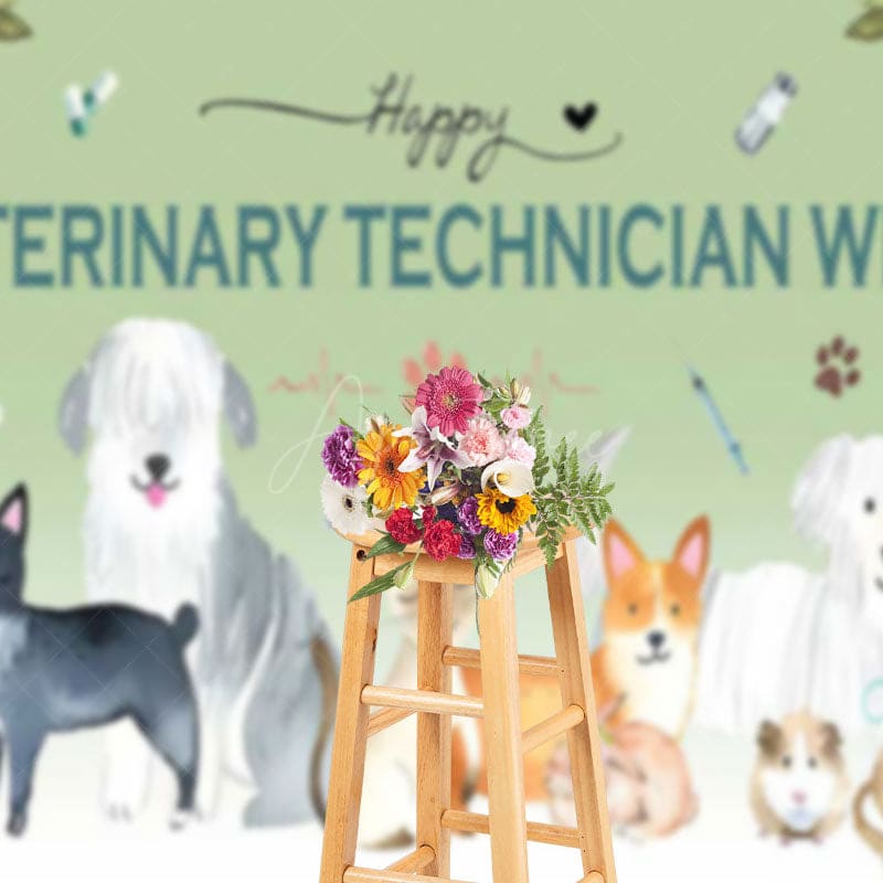 Aperturee - Aperturee Happy Veterinary Technician Week Plants Backdrop